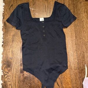 SO Black Bodysuit with Short Sleeves